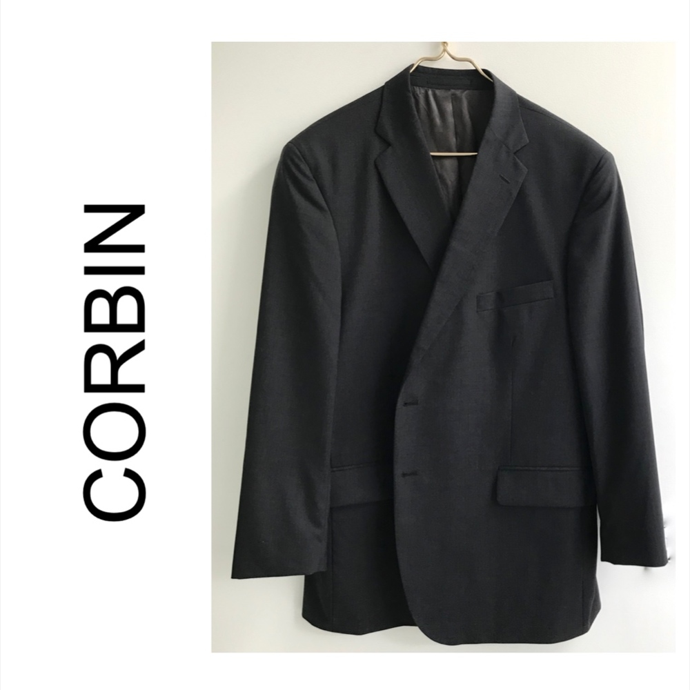 CORBIN Suit {46R} Super 120s Charcoal Gray WORN ONCE!